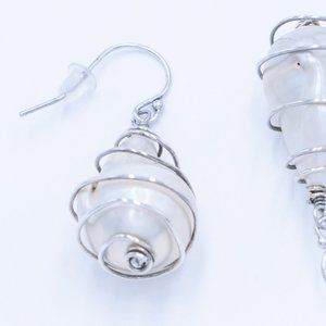 White Pearl in Silver Earrings